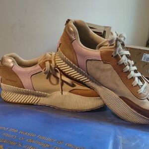 Sorel Tan and Pink Sneakers Stylish Everyday Comfort